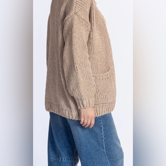 Miracle Women's Oversized Open Front Cardigan Sweater - Taupe - Picture 2 of 11